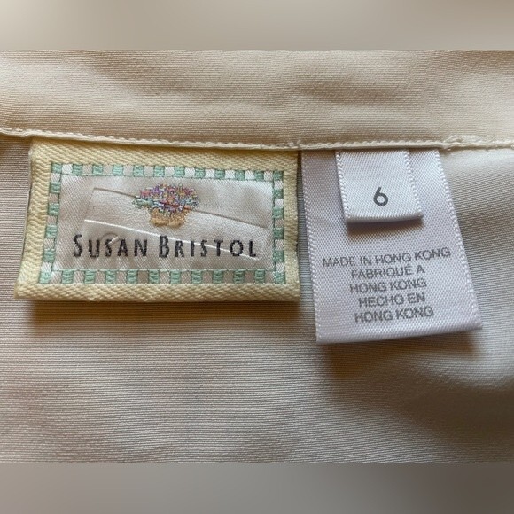 Susan Bristol Vintage White Embroidered Collar Cloth Button Down Blouse - Picture 11 of 16